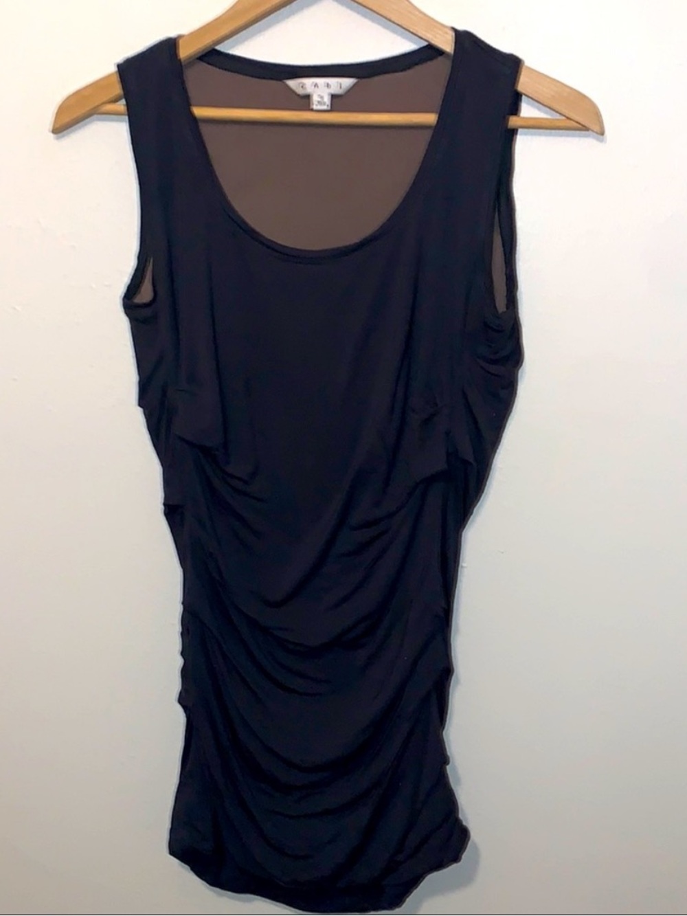 CAbi Tank Dress Tunic S Charcoal Gray Jersey Ruched Fitted Mini Dress 586 17x30